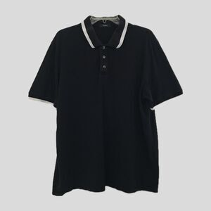 Theory Black Short Sleeve Contrast Preppy Classic Collared Polo Shirt Mens XL
